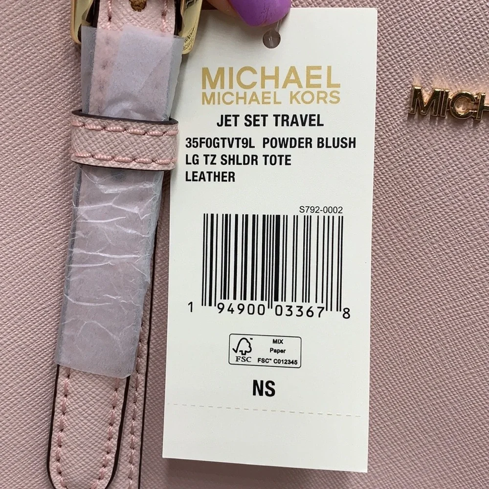 MICHAEL KORS POWDER BLUSH COLOR  Jet Set Travel Large Logo Tote Bag